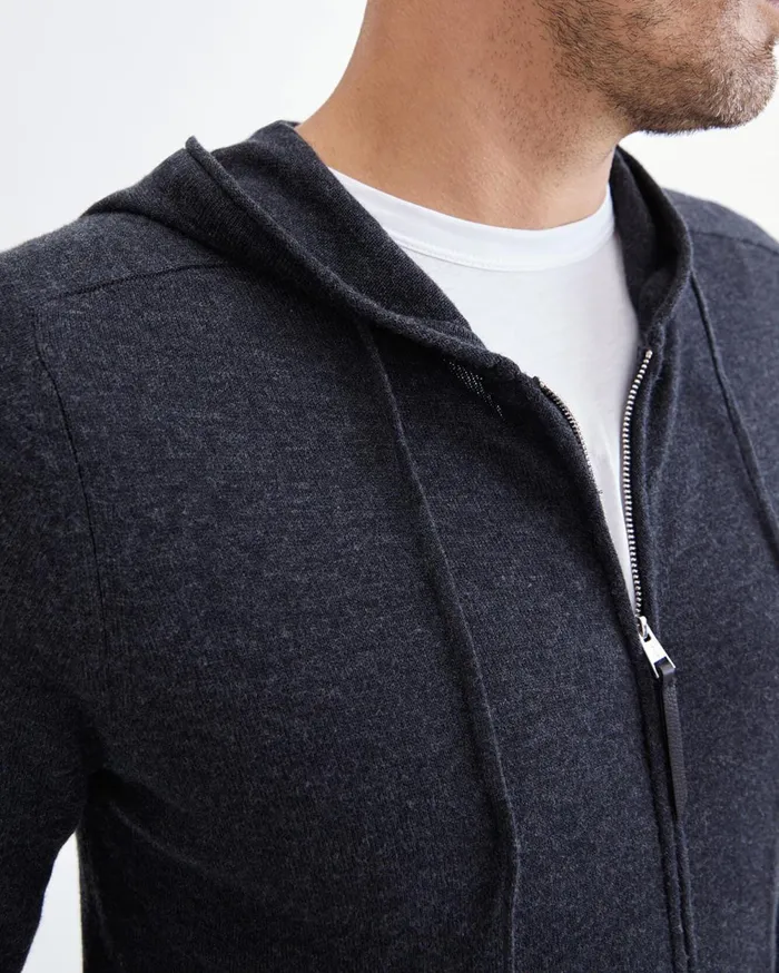 Jackets 038 Coats Men 7 For All Mankind Zip Front Hoodie In Charcoal