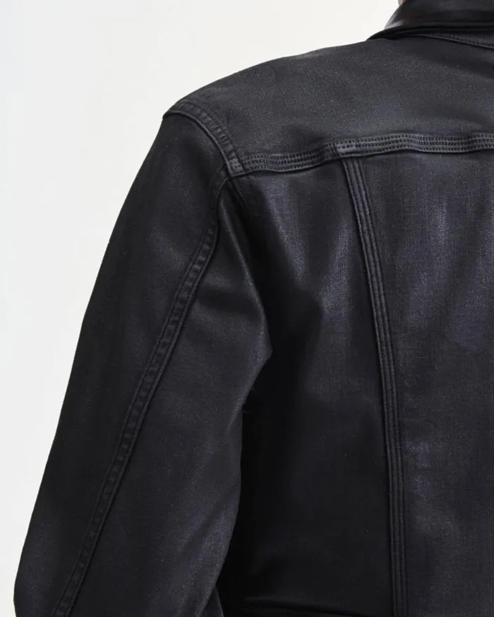 Jackets 038 Coats Women 7 For All Mankind Coated Triple Needle Slant Pocket Jacket In Black