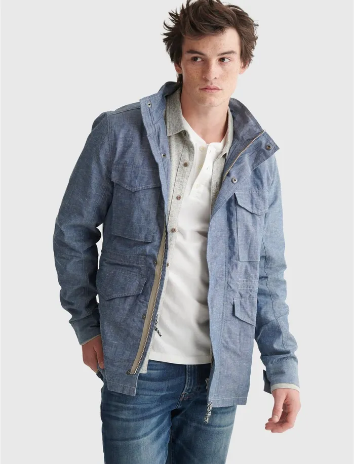 Jackets and Outerwear Men Lucky Brand Chambray M65 Jacket Indigo Multi