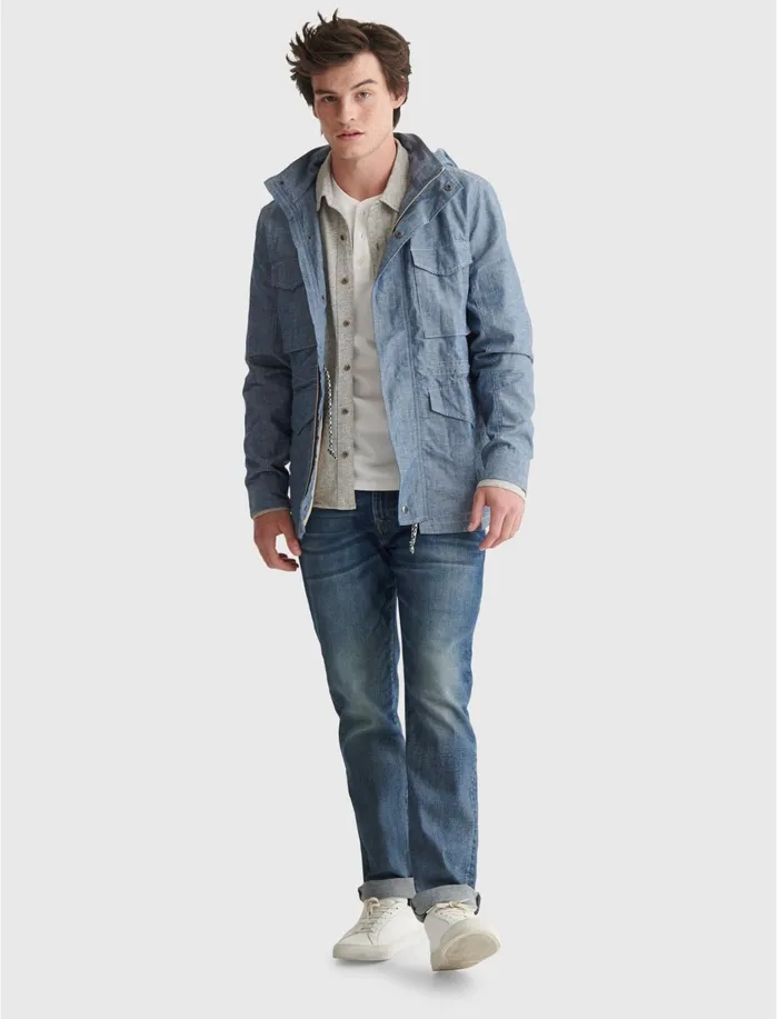 Jackets and Outerwear Men Lucky Brand Chambray M65 Jacket Indigo Multi