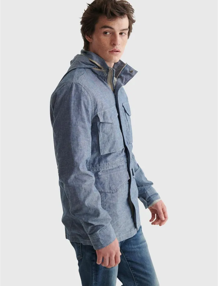 Jackets and Outerwear Men Lucky Brand Chambray M65 Jacket Indigo Multi