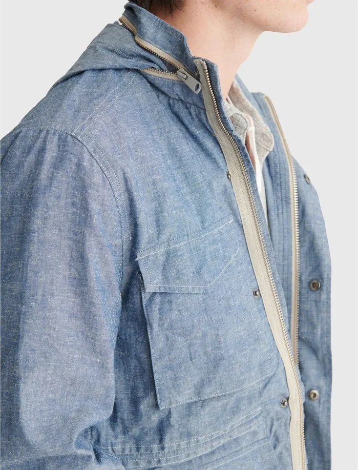 Jackets and Outerwear Men Lucky Brand Chambray M65 Jacket Indigo Multi