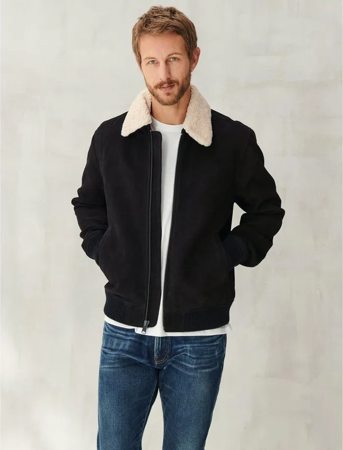 Jackets and Outerwear Men Lucky Brand Nubuck G1 Jacket Black