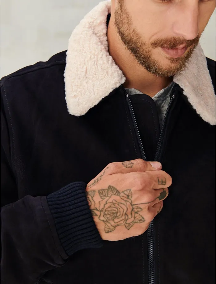 Jackets and Outerwear Men Lucky Brand Nubuck G1 Jacket Black