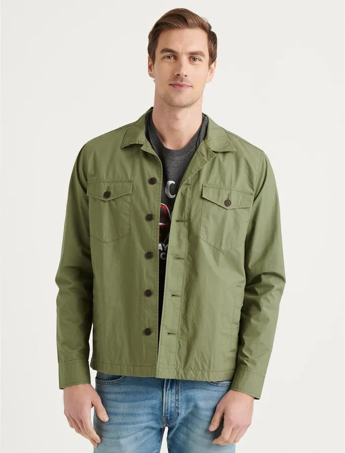 Jackets and Outerwear Men Lucky Brand Poplin Shirt Jacket Four Leaf Clover