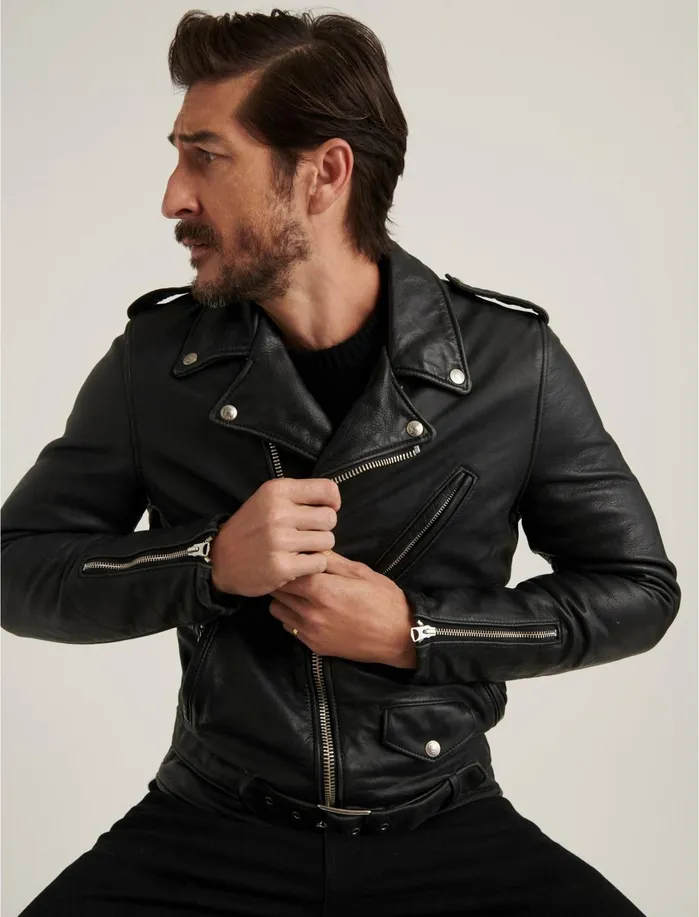 Jackets and Outerwear Men Lucky Brand Schott X Lb Bowery Leather Jacket Black
