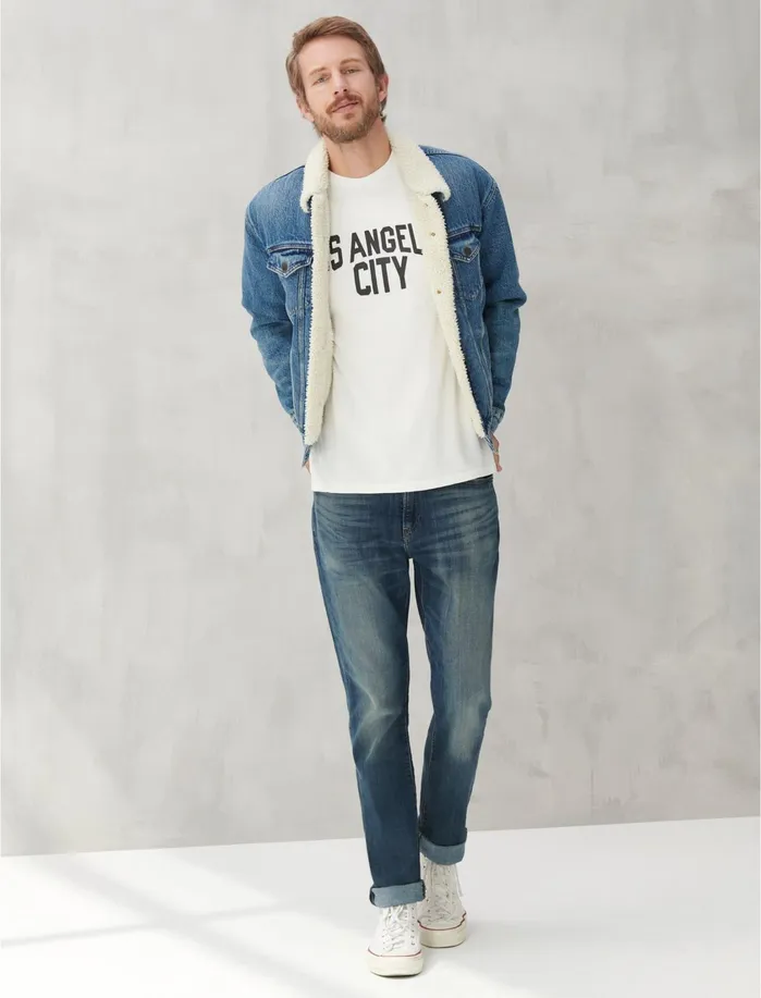Jackets and Outerwear Men Lucky Brand Sherpa Trucker Jacket Cypress Indigo