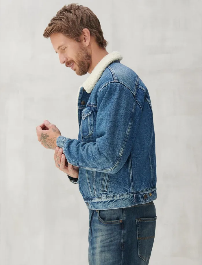 Jackets and Outerwear Men Lucky Brand Sherpa Trucker Jacket Cypress Indigo