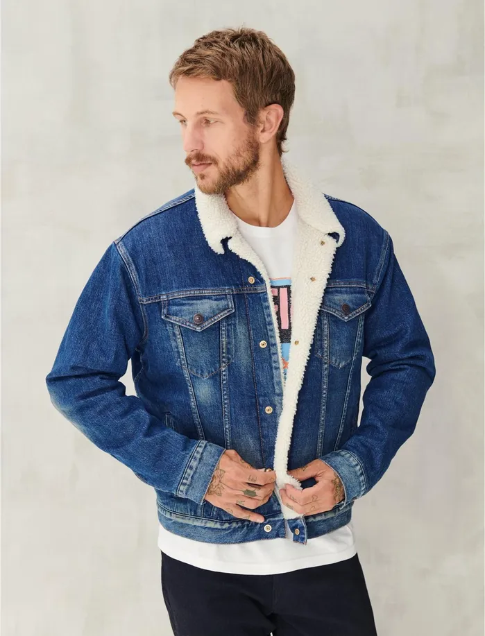 Jackets and Outerwear Men Lucky Brand Sherpa Trucker Jacket New Emory