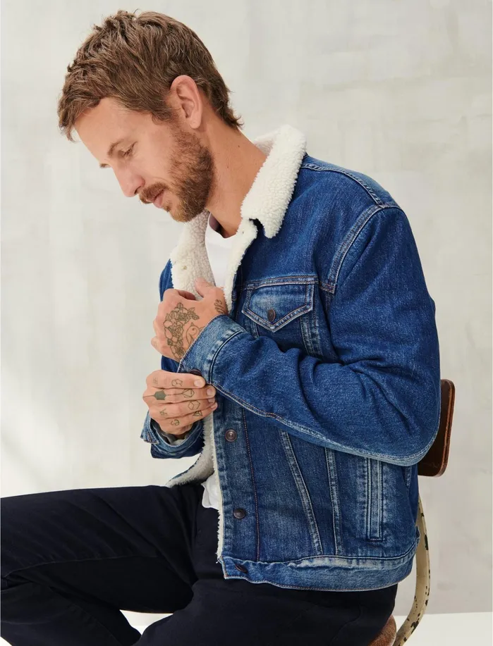 Jackets and Outerwear Men Lucky Brand Sherpa Trucker Jacket New Emory