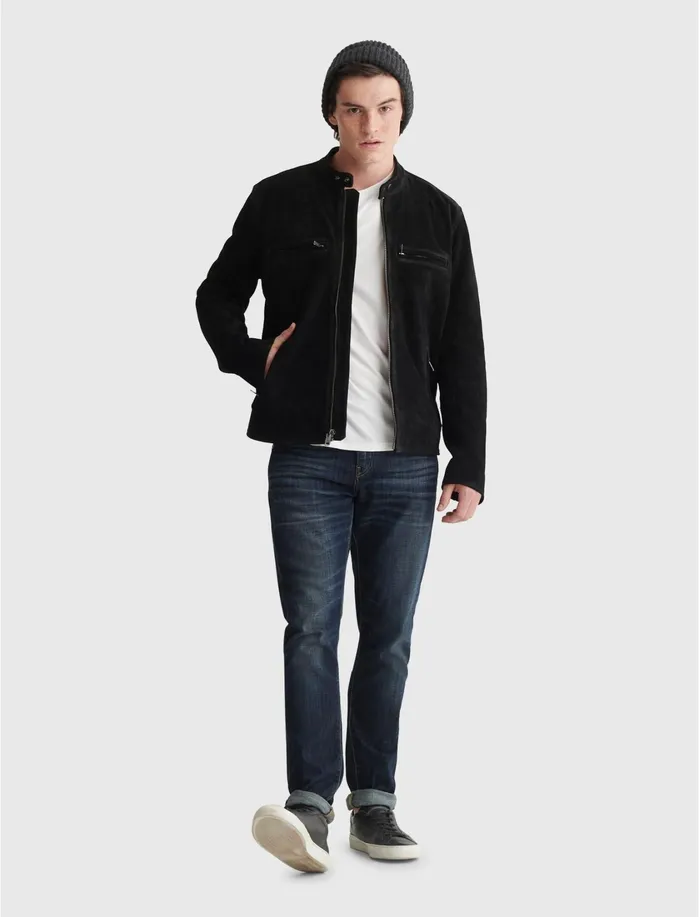 Jackets and Outerwear Men Lucky Brand Suede Bonneville Jacket Black