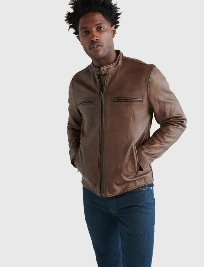 Jackets and Outerwear Men Lucky Brand Vintage Leather Jacket Pinecone