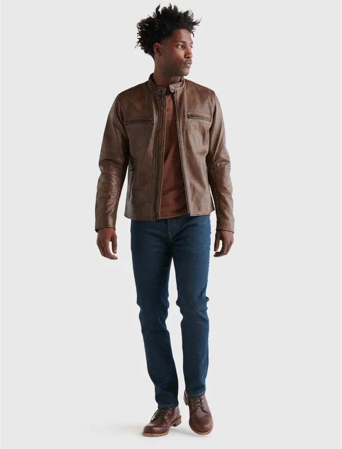Jackets and Outerwear Men Lucky Brand Vintage Leather Jacket Pinecone