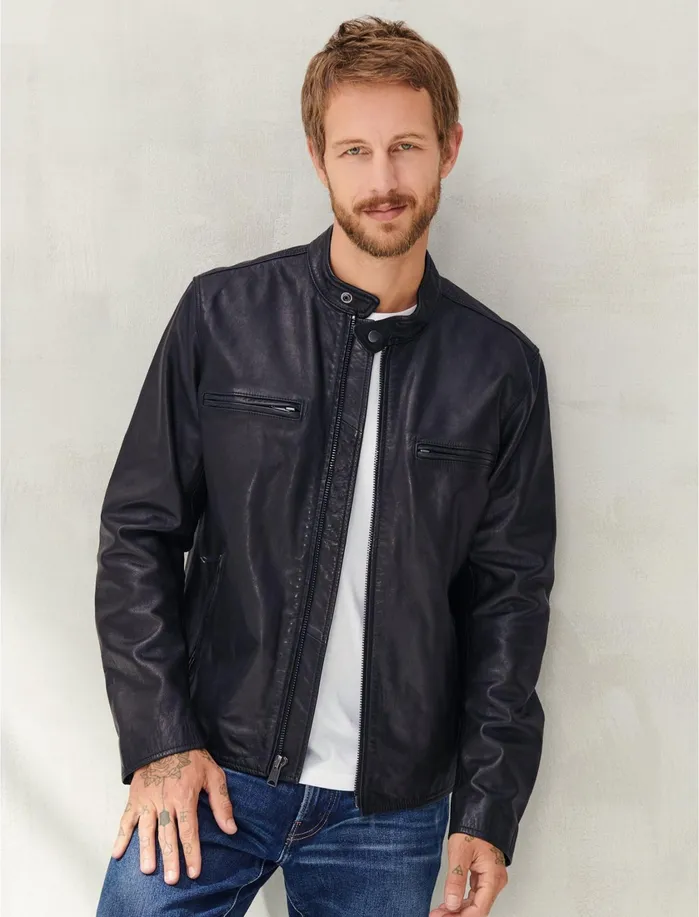 Jackets and Outerwear Men Lucky Brand Waxed Leather Bonneville Black
