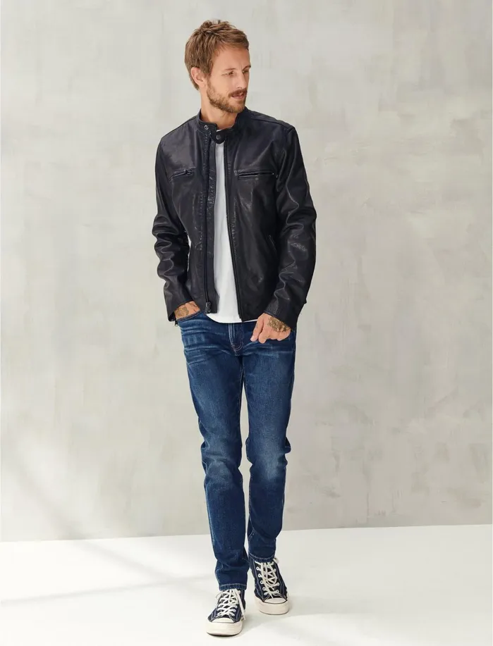 Jackets and Outerwear Men Lucky Brand Waxed Leather Bonneville Black