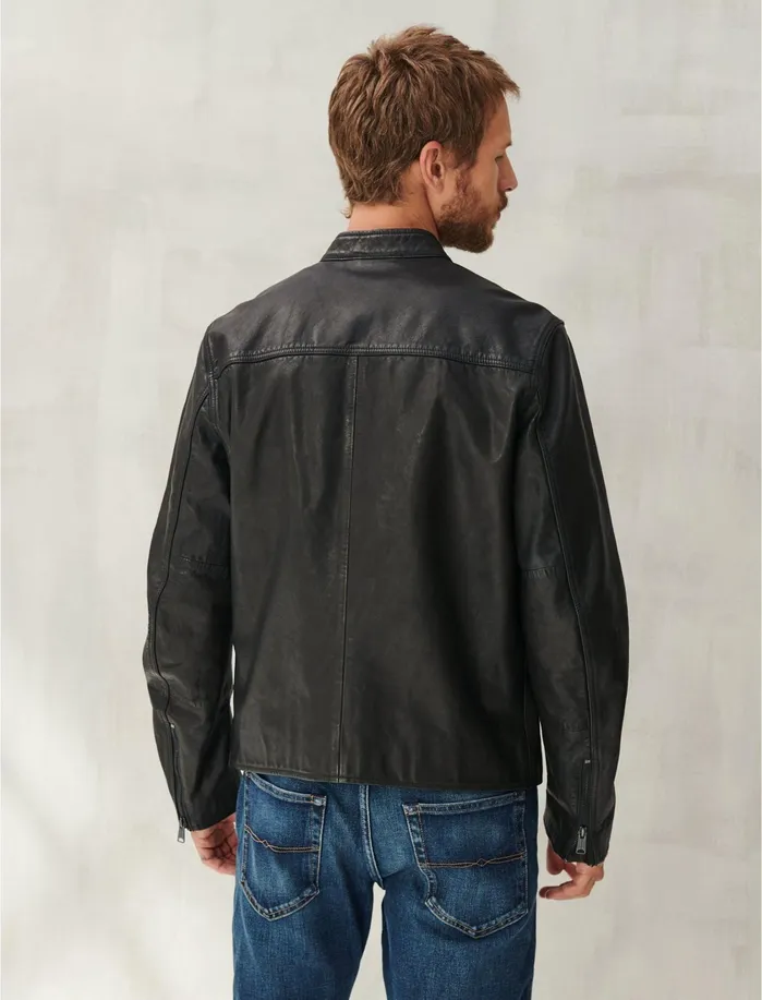 Jackets and Outerwear Men Lucky Brand Waxed Leather Bonneville Black