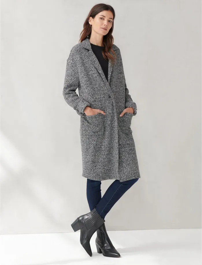 Jackets and Outerwear Women Lucky Brand KNIT TOP COAT Herringbone