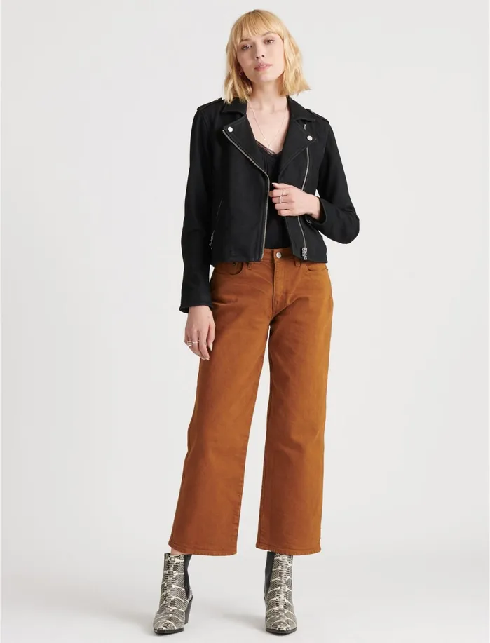 Jackets and Outerwear Women Lucky Brand Nubuck Moto Jacket Black