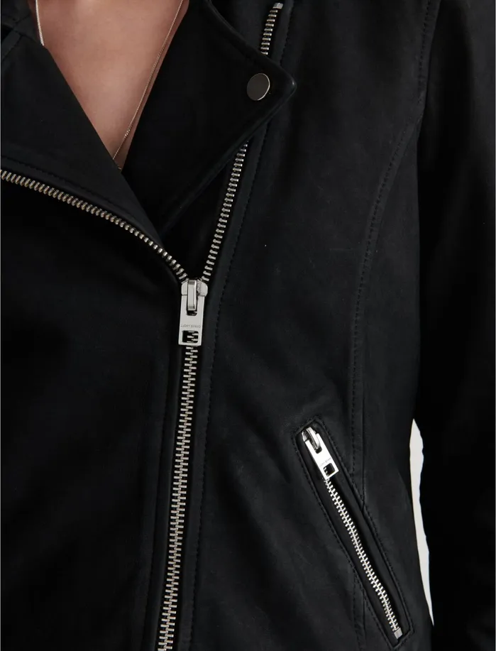Jackets and Outerwear Women Lucky Brand Nubuck Moto Jacket Black
