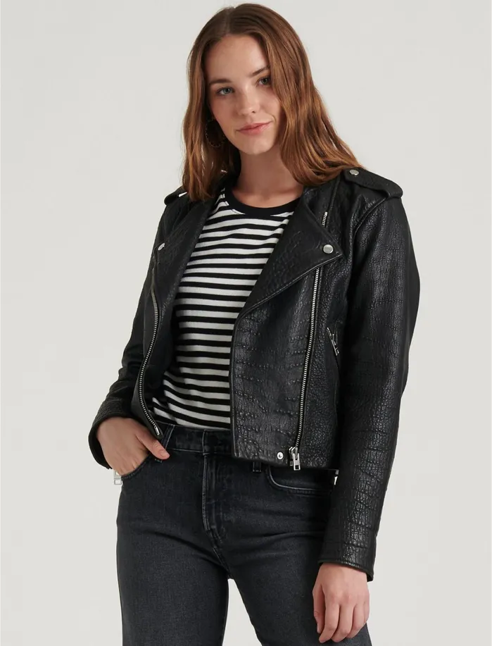 Jackets and Outerwear Women Lucky Brand Pebble Leather Moto Jacket Lucky Black Jackets and Outerwear Women Lucky Brand Pebble Leather Moto Jacket Lucky Black