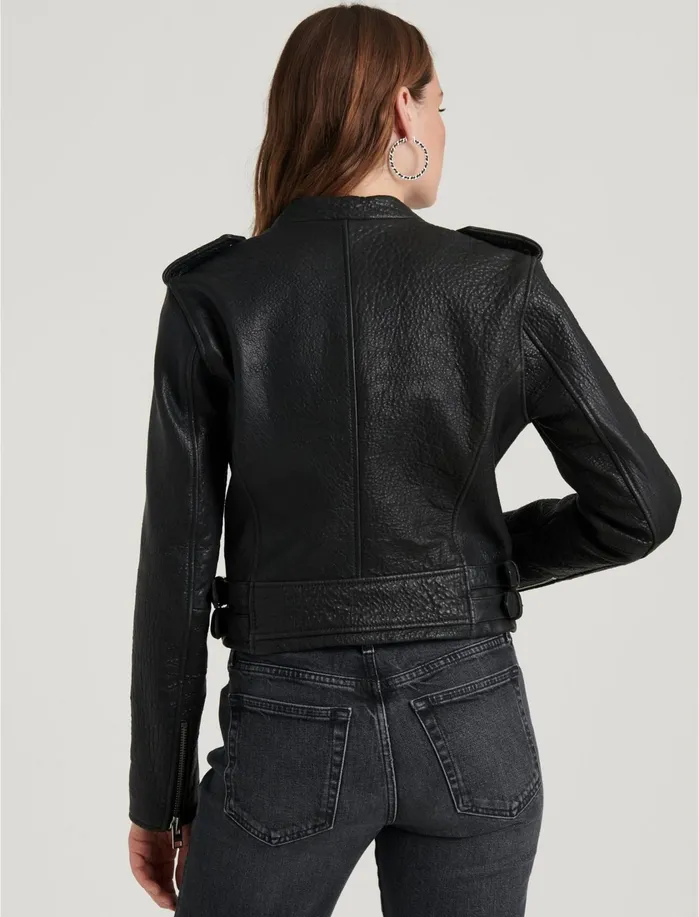 Jackets and Outerwear Women Lucky Brand Pebble Leather Moto Jacket Lucky Black