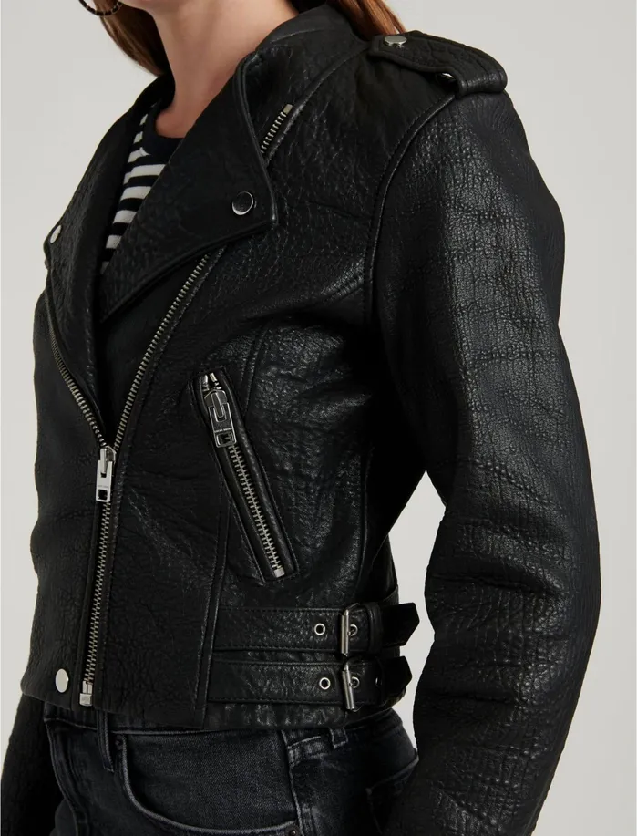 Jackets and Outerwear Women Lucky Brand Pebble Leather Moto Jacket Lucky Black