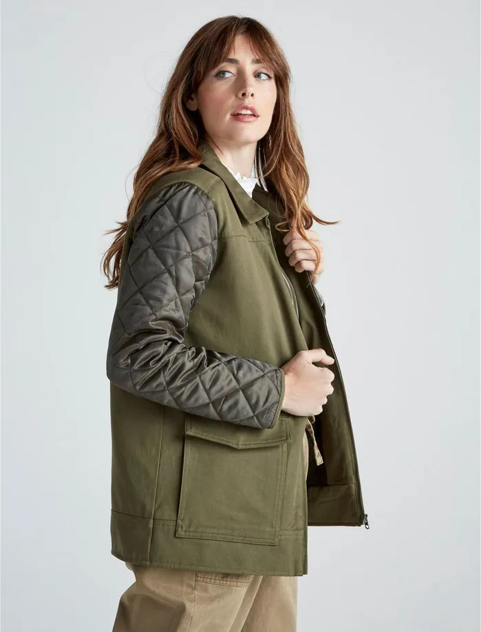 Jackets and Outerwear Women Lucky Brand Quilted Jacket Olive Green