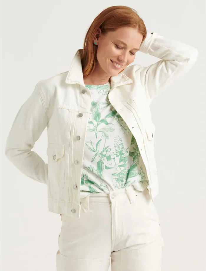 Jackets and Outerwear Women Lucky Brand Workwear Trucker Clean White