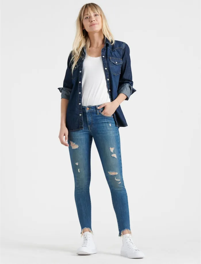 Jeans Women Lucky Brand Ava Skinny Hollis Dest Chew
