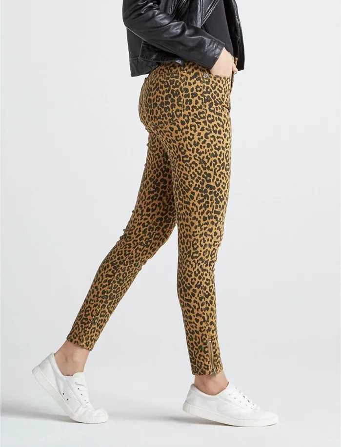 Jeans Women Lucky Brand Bridgette Skinny Leopard Blk Dijon