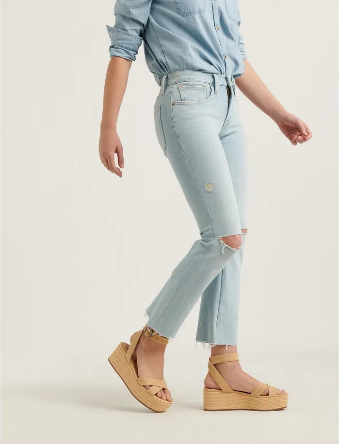 Jeans Women Lucky Brand Mid Rise Ava Crop Mini Boot Jean Luna Ct