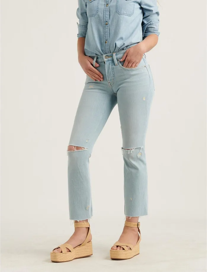 Jeans Women Lucky Brand Mid Rise Ava Crop Mini Boot Jean Luna Ct
