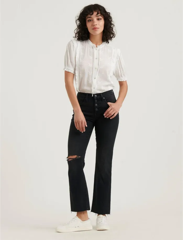 Jeans Women Lucky Brand Mid Rise Ava Crop Mini Boot Jean Magnetic Fray