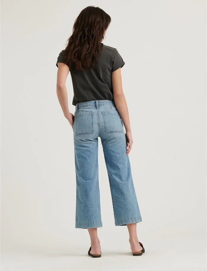 Jeans Women Lucky Brand Mid Rise Crop Wide Leg Garford