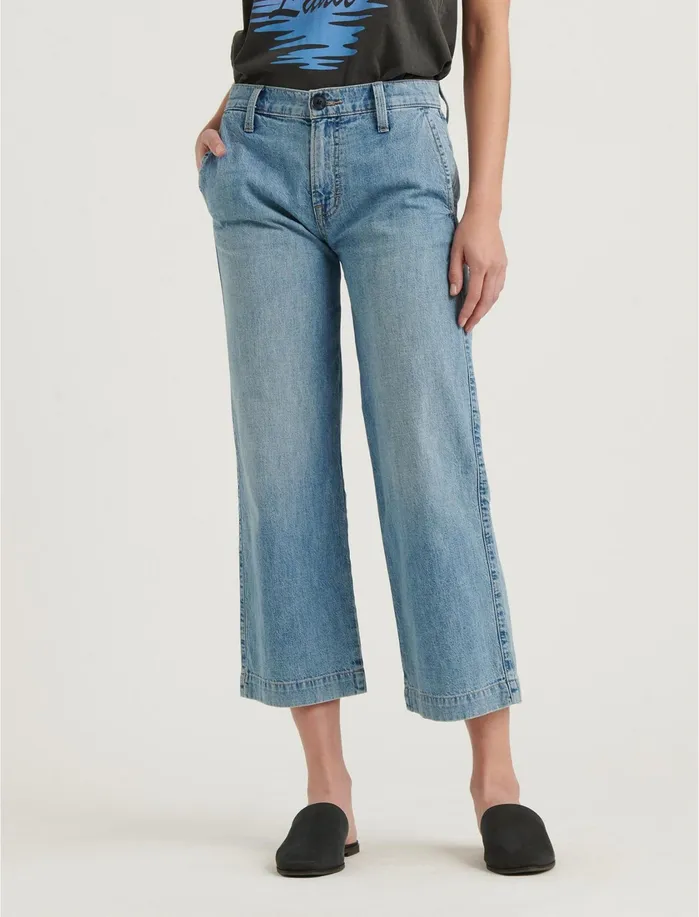 Jeans Women Lucky Brand Mid Rise Crop Wide Leg Garford