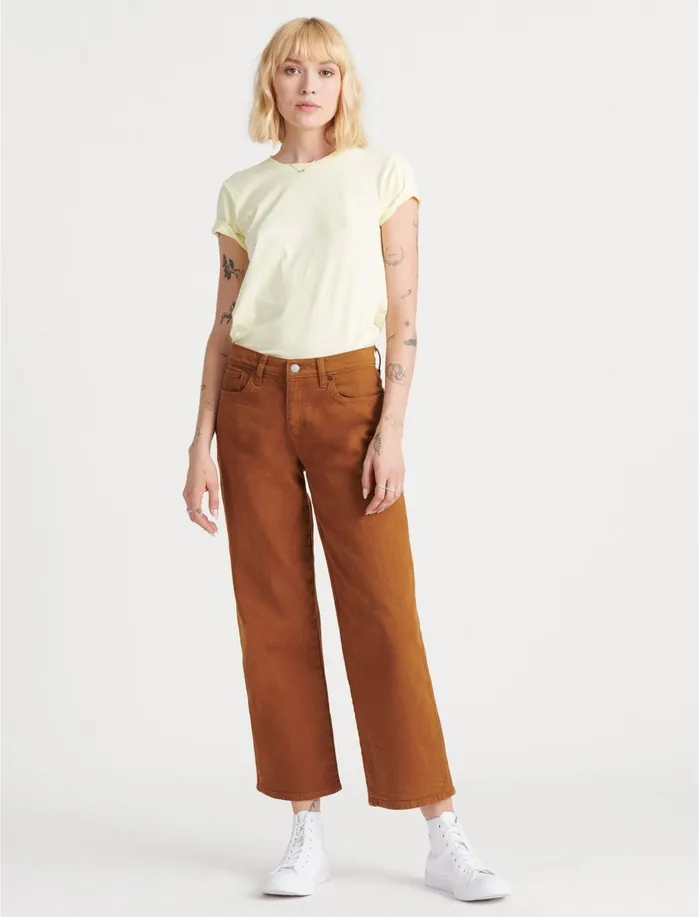 Jeans Women Lucky Brand Mid Rise Crop Wide Leg Jean Monks Robe