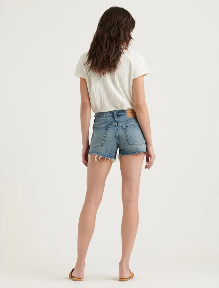 Jeans Women Lucky Brand Mid Rise Cut Off Jean Short Kings Canyon Fray