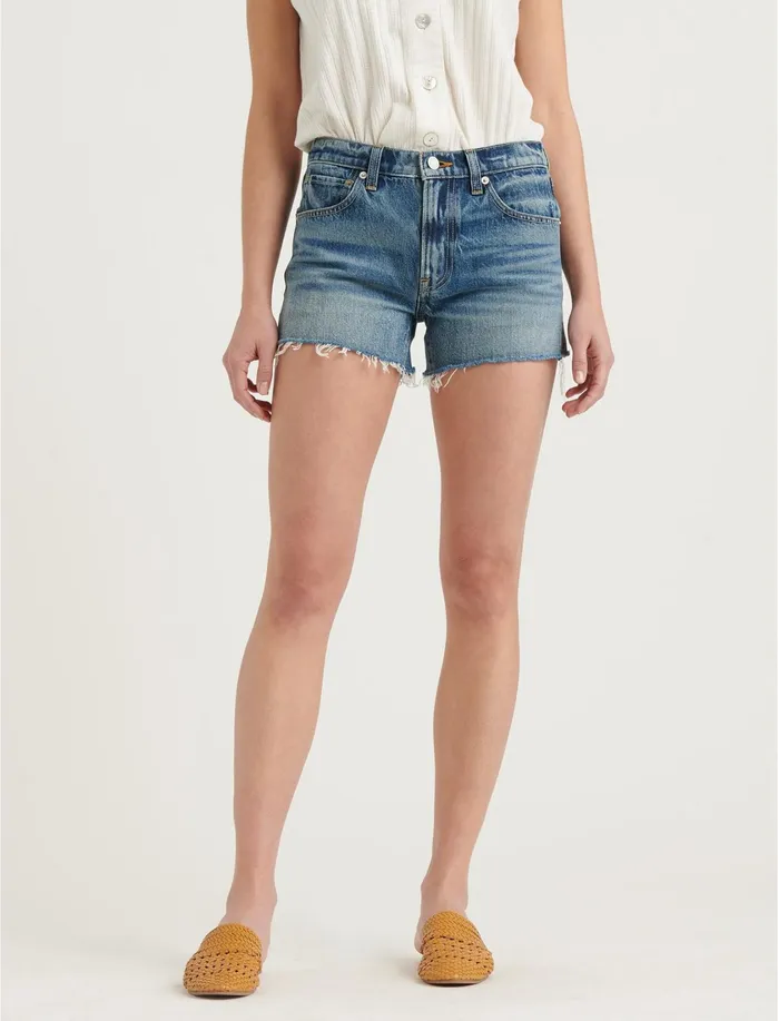 Jeans Women Lucky Brand Mid Rise Cut Off Jean Short Kings Canyon Fray