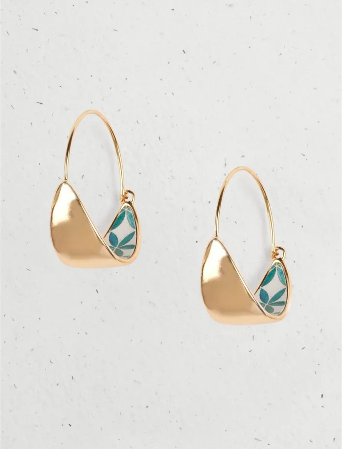 Jewelry Women Lucky Brand Mosaic Wide Hoop Earrings Gold
