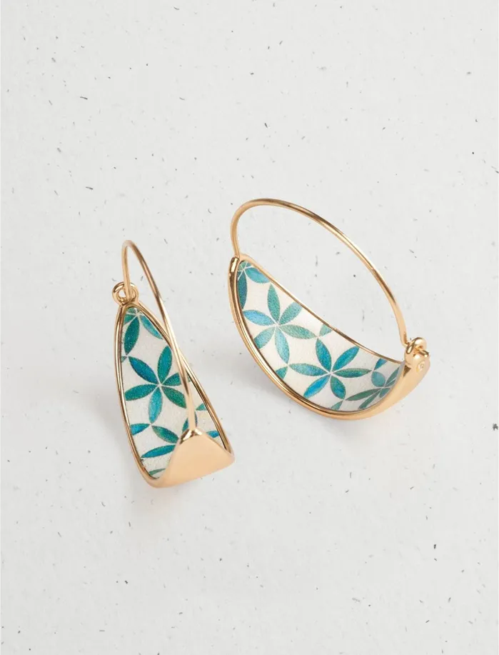 Jewelry Women Lucky Brand Mosaic Wide Hoop Earrings Gold