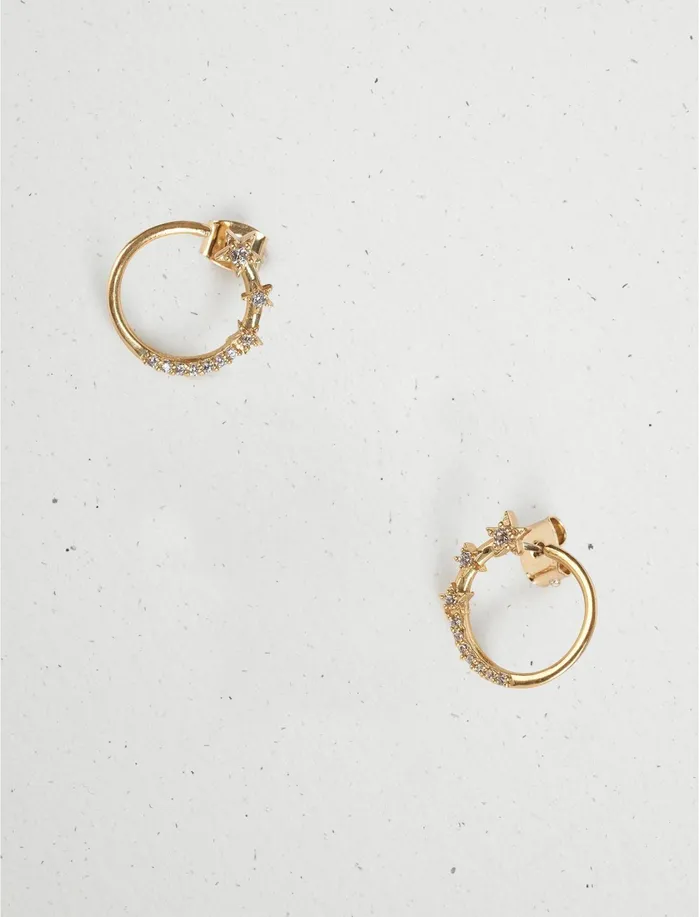 Jewelry Women Lucky Brand Pave Circle Stud Earrings Gold