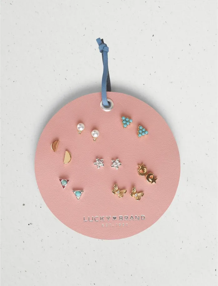 Jewelry Women Lucky Brand PINK SPRING STUD MULTI EARRING SET Two Tone