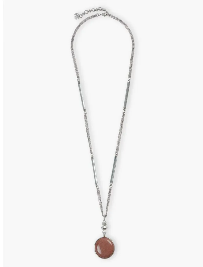 Jewelry Women Lucky Brand Pink Stone Pendant Silver