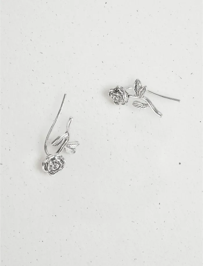 Jewelry Women Lucky Brand Rose Ear Crawler Silver