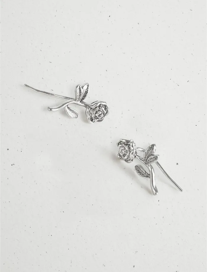 Jewelry Women Lucky Brand Rose Ear Crawler Silver