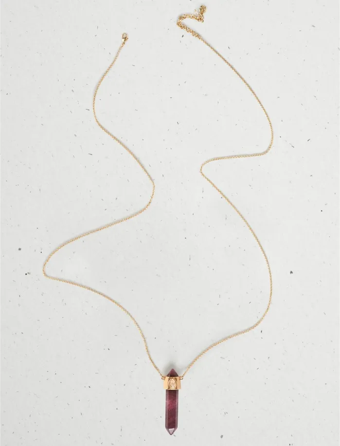 Jewelry Women Lucky Brand Ruby Crystal Point Pendant Gold