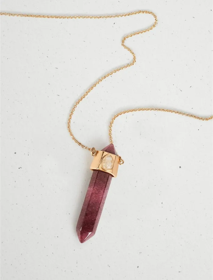 Jewelry Women Lucky Brand Ruby Crystal Point Pendant Gold