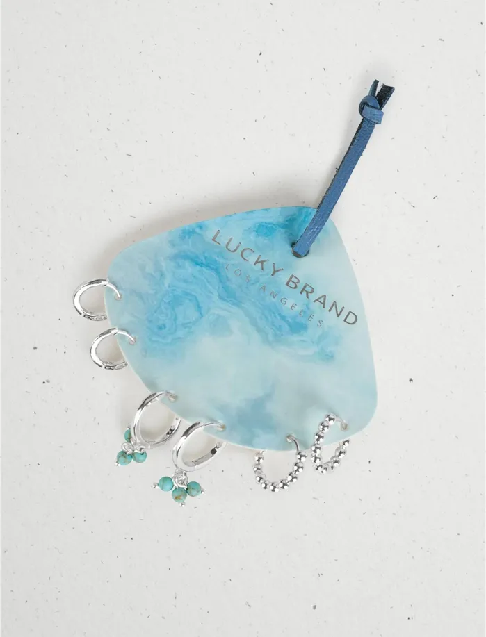 Jewelry Women Lucky Brand Turquoise Huggie Trio Silver