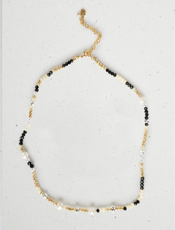 Jewelry Women Lucky Brand White Multi Bead Collar Necklace Gold