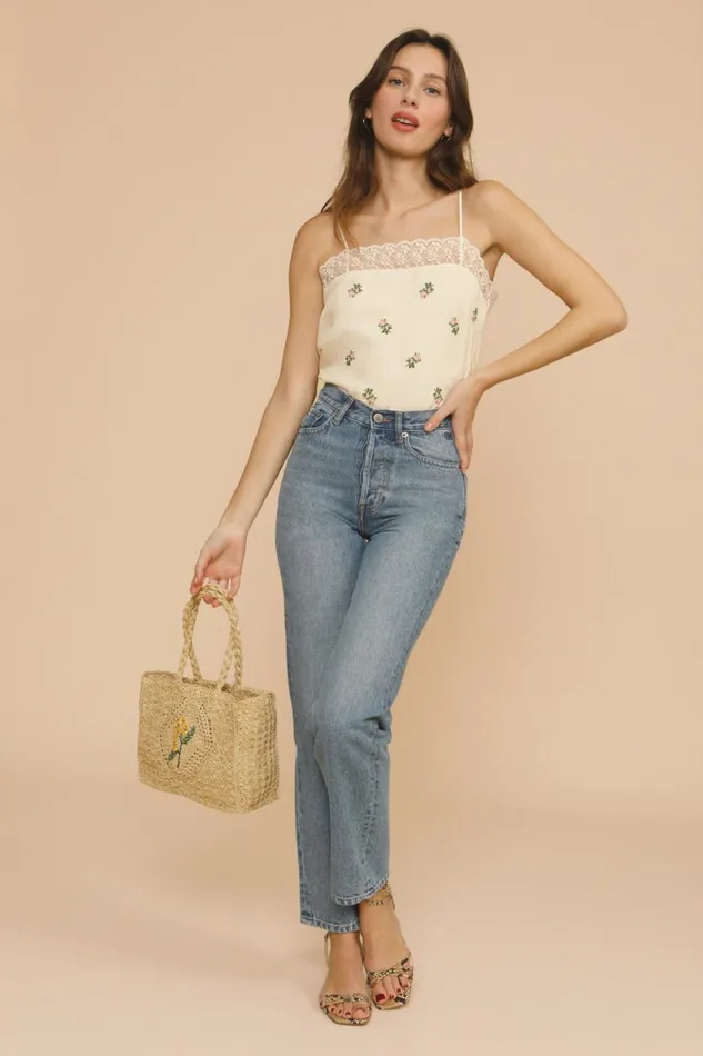JOANNE Top Fiorita Ecru Women Rouje Tshirts and Tank Tops